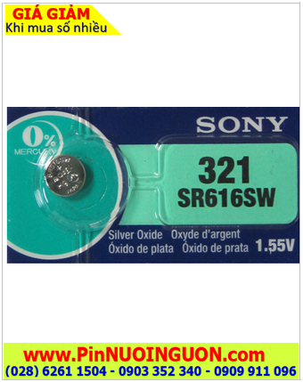 Sony SR616SW _Pin 321; Pin đồng hồ Sony SR616SW _Pin 321 silver oxide 1.55v (Made in Indonesia)